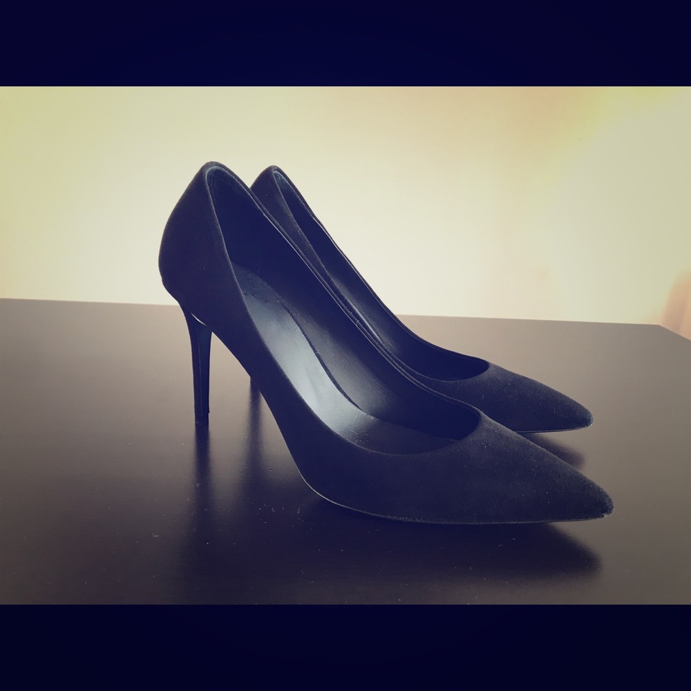 Theory. Never worn black suede pumps.